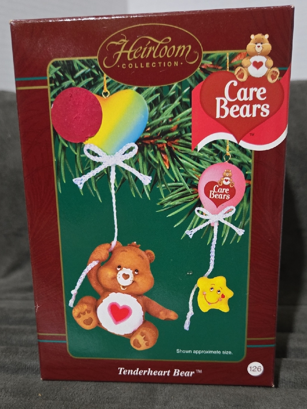 Care Bears Tenderheart Bear Ornament with Red Heart and Rainbow Balloon
